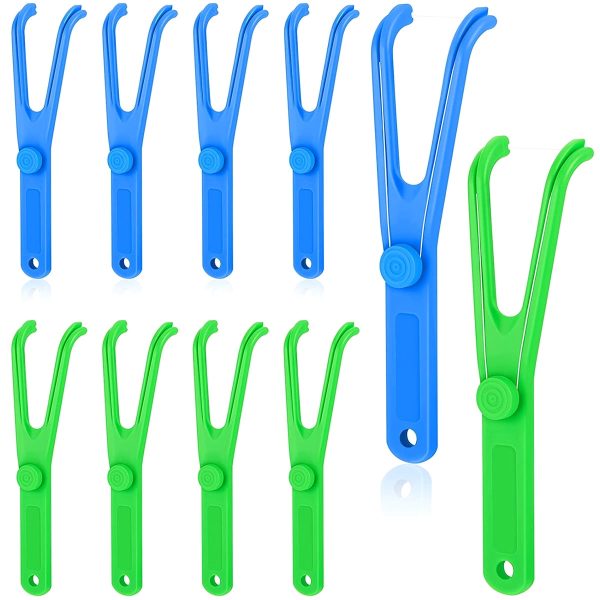 10Pcs Dental Floss Holder Y Shape Plastic Dental Floss Rack Reusable Floss Pick Holder Teeth Cleaning Care Tool without Dental Floss for Home Travel Oral Cleaning