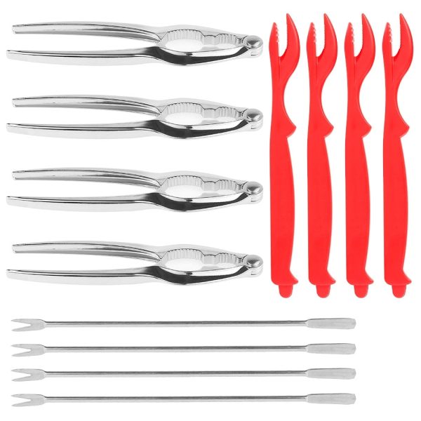 12Pcs Seafood Tools Set Crab Cracker Stainless Steel Lobster Cracker Forks Nut Cracker Shell Claw Lobster Shellers Nut Cracker Shellfish Lobster Leg Opener Set for Restaurant Kitchen Gadget Kits