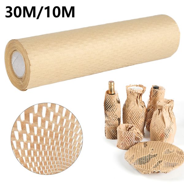 Hvxrjkn Packaging Paper Honeycomb Cushioning Wrapping Roll Paper Perforated-Packing Paper Log Pulp Paper for Packing & Moving Void Fill Paper