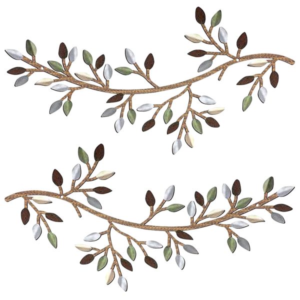 4Pcs Metal Tree Leaf Wall D??cor Vine Olive Branch Leaf Wall Art Artistic Wall Hanging Sign Decorative Wall Sculpture Sturdy Home Decoration for Living Room Bedroom Wall Decoration