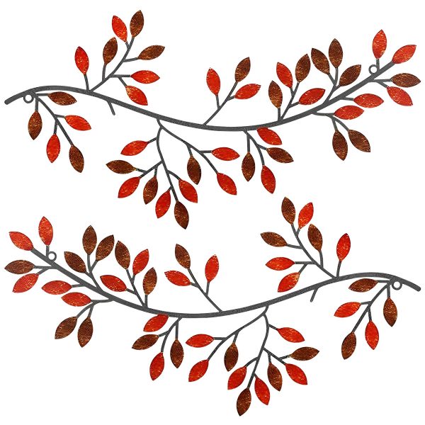 4Pcs Metal Tree Leaf Wall D??cor Vine Olive Branch Leaf Wall Art Artistic Wall Hanging Sign Decorative Wall Sculpture Sturdy Home Decoration for Living Room Bedroom Wall Decoration