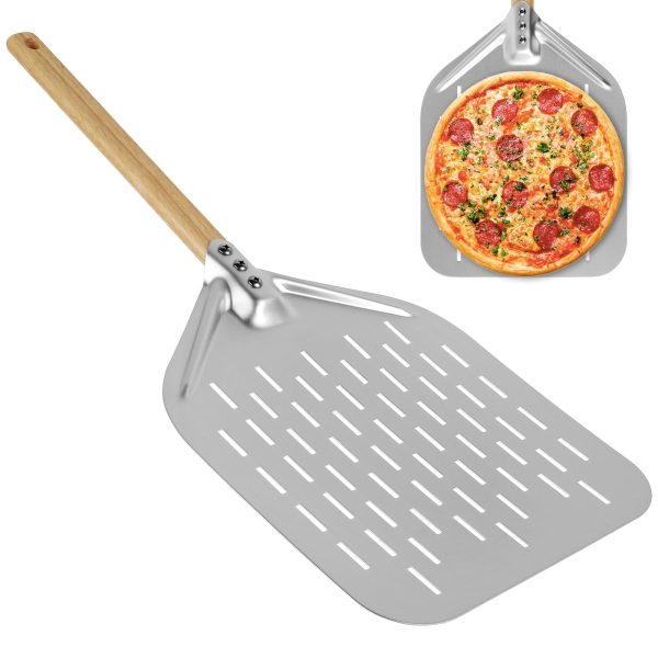 12inch Pizza Peel,Aluminium Alloy Pizza Shovel with Handle Non-Stick Perforated Pizza Shovel Lightweight Pizza Shovel Reusable Pizza Peel for Homemade Baking Pizza Bread