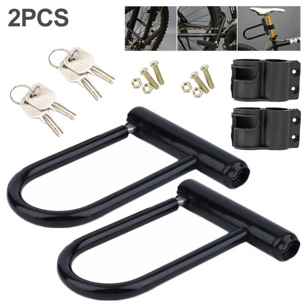 2Pcs Bicycle Lock U-Lock, Heavy Duty Bike Lock with U Lock Shackle and Mounting Bracket