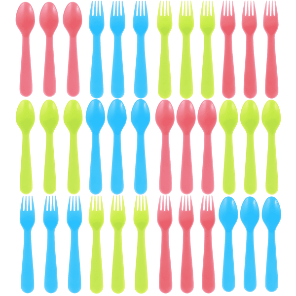 Tcwhniev Kids Silverware, 36Pieces Toddler Utensils,Reusable Kids Forks and Spoons Set, Kids Utensils Set for LunchBox, 18x Safe Forks,18 x Children Spoons