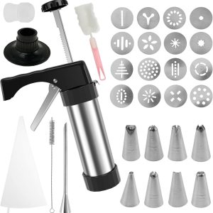 Tcwhniev 31Pack Churro Maker Machine Thickened Stainless Steel Churro Maker Kit Multifunctional Churro Maker Gun Kit Household Churro Cookie Making Kit for Homemade Churros Cookies