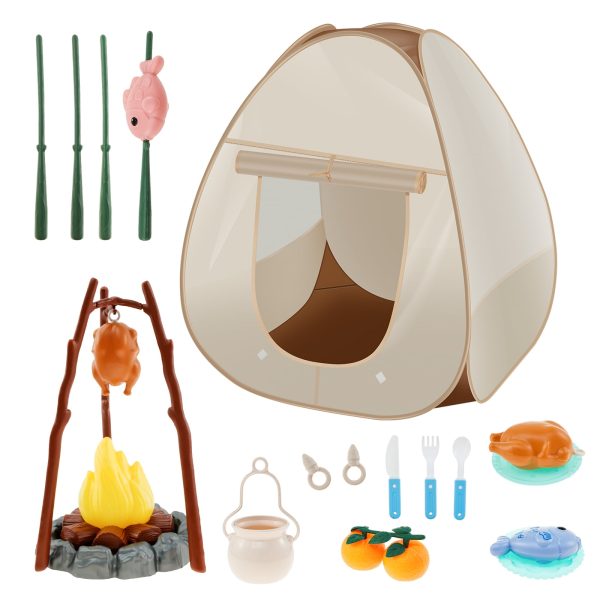 26PCS Kids Camping Set for Indoor Outdoor Interesting Pop Up Style Kids Play Tent Set Easy To Clean Compact Outdoor Camp Toy Set With Lights for Boys Girls