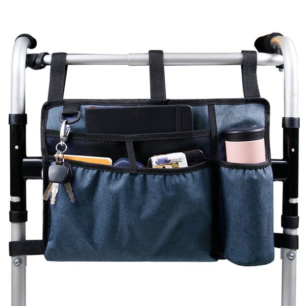 Walker Bag with Cup Holder Large Capacity Storage Pouch Wheelchairs Storage Organizer Bag Walker Rollator