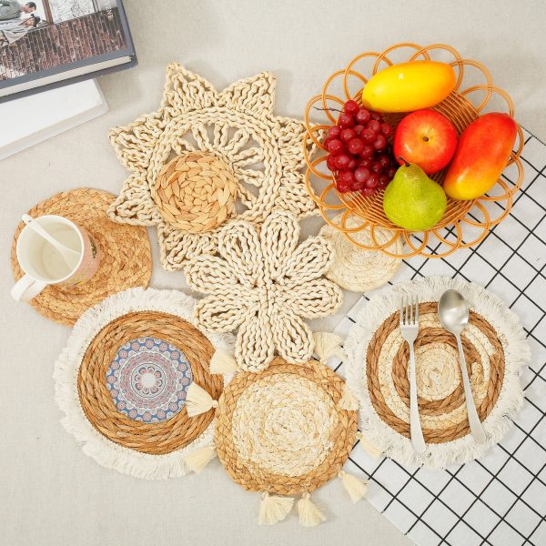 9 Pcs Wall Basket Decor Hanging Woven Wall Basket Decor Handmade Basket Wall Decor Multifunctional Decorative Wall Basket Set for Home Bedroom Living Room Kitchen