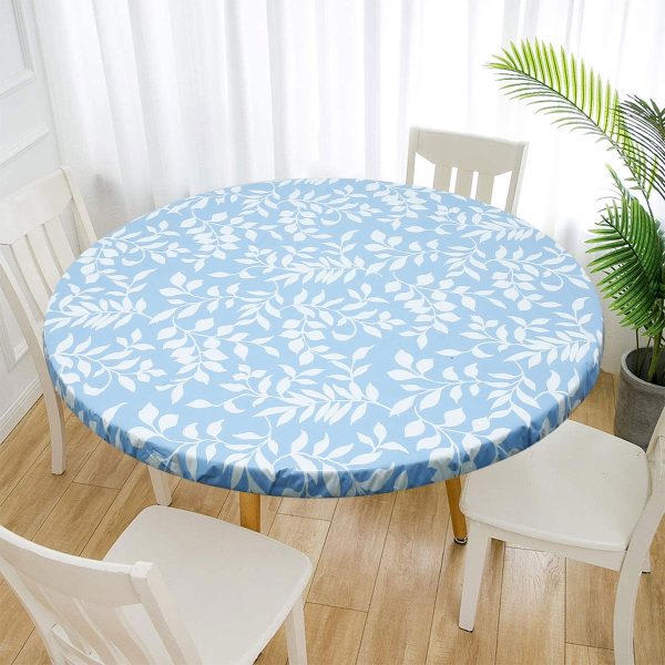 Table Cover,Vinyl Fitted Tablecloth Indoor Outdoor Patio Round Fitted Vinyl Tablecloth Flannel Backing,Flannel Elastic Edge Waterproof Plastic Cover, 36''-44''