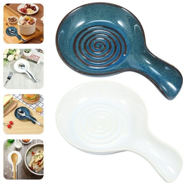 Jetcloudlive Spoon Rest for Kitchen,Ceramic Spoon Holder for Stove Top,Cooking Spoon Holder,Rest Coffee Spoon Holder Dishwasher Safe Ceramic Spoon Rest Spoon Cradle for Kitchen Counter