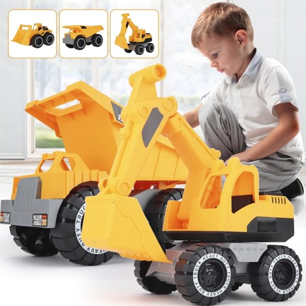 NEW Vehicles Truck Toys,Construction Service Vehicles,Dump Truck, Bulldozer, Excavator, Kid Learning Building Gift for 3 4 5 6 7 Year Olds Boy Toddler Children