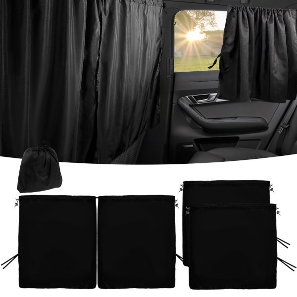 6Pcs Car Privacy Curtains Universal Divider Curtain Between Rear Seat Auto Blackout Sun Shades Side Window Covers Accessories for Travel Camping Nap Sleeping