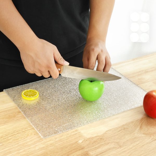 Acrylic Cutting Board Transparent Cutting Boardwith Round Nonslip Mats,Food Grade Reusable Cutting Board Rectangle Chopping Board Clear Countertop Protector Board for Kitchen Countertop