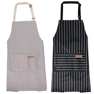 Tcwhniev 2Pack Floral Aprons for Men and Women Adjustable Kitchen Chef Apron With Stripe Pattern for Cooking, Baking