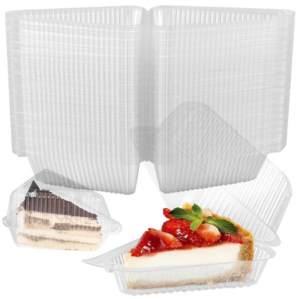 150Pcs Cake Slice Container Clear Triangle Dessert Box Reusable Food Packing Box Plastic Mousse Cheesecake Take Out Box Stackable Sandwich Holder for Fruit Cake Cheese Muffin