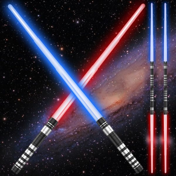 4Pcs LED Lightsaber with Connector Sounds,7 Colors Changing LED Light Up Sword,Retractable Glow Sword Light, Portable Lightweight Light saber with Handle for Kids Christmas Role play