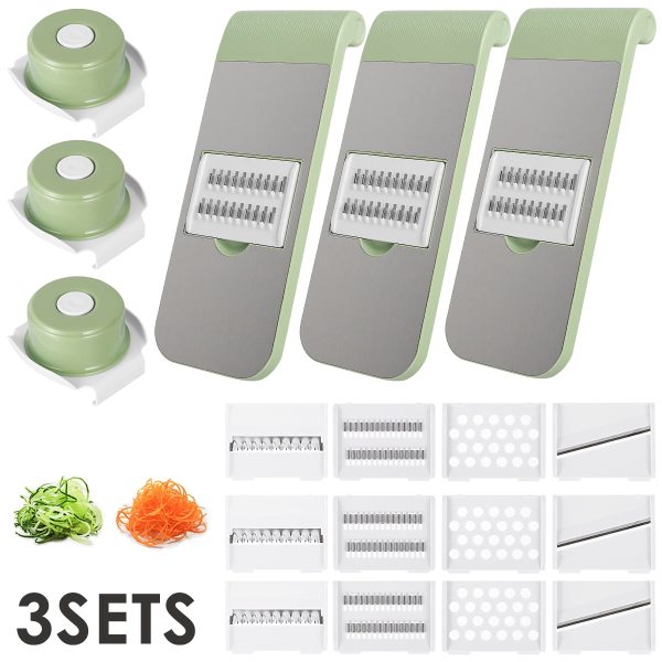 3SET Vegetable Cutter,Mandoline Slicer Adjustable Vegetable Chopper Multifunctional Vegetable Cutter Food Chopper with Hand Guard Sharp Stainless Steel Blades for Vegetables Fruits Home Kitchen