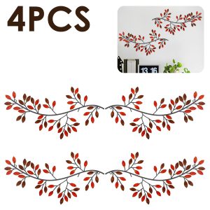 4Pcs Metal Tree Leaf Wall D??cor Vine Olive Branch Leaf Wall Art Artistic Wall Hanging Sign Decorative Wall Sculpture Sturdy Home Decoration for Living Room Bedroom Wall Decoration