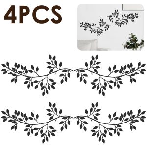 4Pcs Metal Tree Leaf Wall D??cor Vine Olive Branch Leaf Wall Art Artistic Wall Hanging Sign Decorative Wall Sculpture Sturdy Home Decoration for Living Room Bedroom Wall Decoration