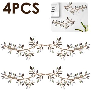 4Pcs Metal Tree Leaf Wall D??cor Vine Olive Branch Leaf Wall Art Artistic Wall Hanging Sign Decorative Wall Sculpture Sturdy Home Decoration for Living Room Bedroom Wall Decoration