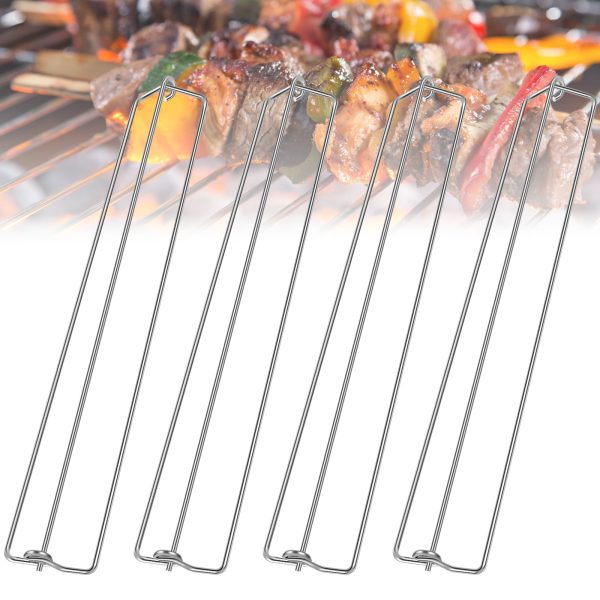 4 Pcs Clamping Wing Rails for Grilling Chicken Wings,Wing Chicken Rails - Wing Rails For Grilling Chicken Wings,Chicken Wing BBQ Fork,Outdoor Picnic Camping Barbecue