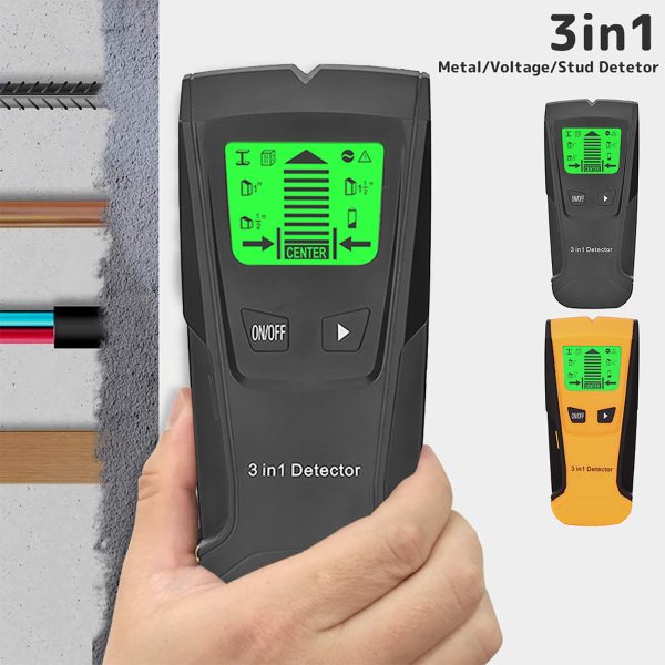 Hvxrjkn3 in 1 Stud Finder Wall Scanner Metal Wood Detector LCD Screen Precise Position Stud Sensor Beam Finders Thickness Measuring Instruments for Wood AC Wire Metal Studs Joist Detection