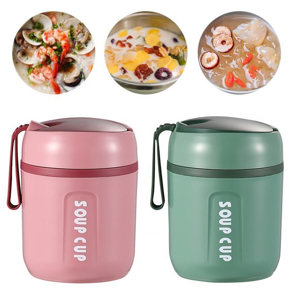 Hvxrjkn Vacuum-Insulated Food Jar with Spoon,16.2 Oz Food Thermos Hot Food Flasks Vacuum Insulated Lunch Thermos Leakproof Food Jar Portable Thermal Soup Bowl for Lunch Soup School