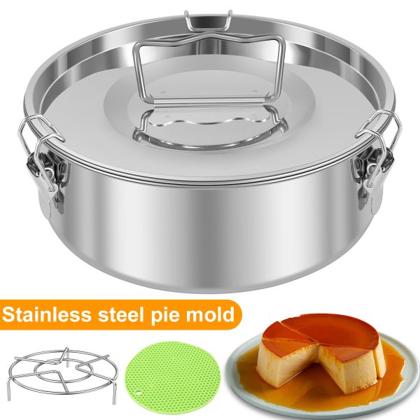 Jetcloudlive Stainless Steel Flan Mold 1.5QT Set of 2,Flan Pan for Instant Pot 6-8QT,Mexican Design Flanera Flan Maker,Flan Pan,Moldes para Flan - Flaneras Moldes con Tapa