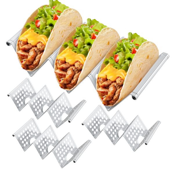 Jetcloudlive Taco Holders Set of 8,Stainless Steel Taco Holder Stand,Stylish Taco Shell Holders,Each Metal Taco Stands for 3 Tacos,Taco Rack Taco Serving Tray Oven,Grill and Dishwasher Safe