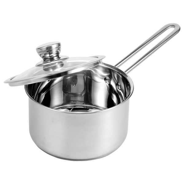 3Quart Saucepan with Glass Lid Stainless Steel Small Milk Pan Safe Small Cooking Pot Uncoated Portable Mini Sauce Pan Thickened Bottom Non-Stick Sauce Pot Induction Cookware for Heat Milk