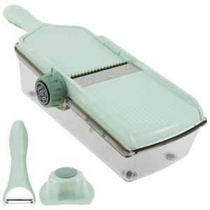 Mandoline Slicer for Kitchen Adjustable Vegetable Slicer with Container and Peeler Multifunction Veggie Fruit Cutter Safe Mandolin Slicer for Potato Carrot Onion Cucumber