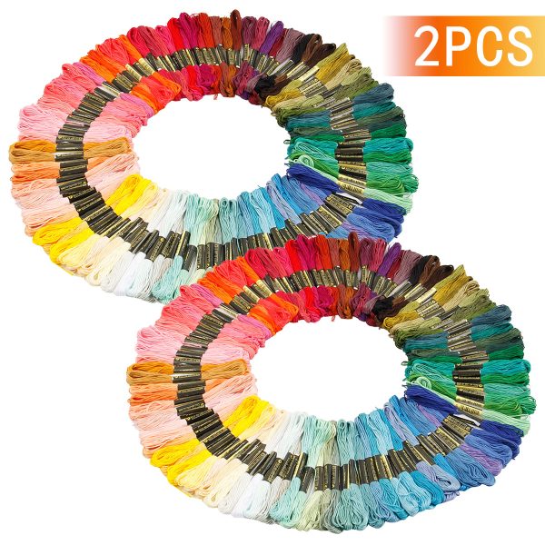 EUWBSSR 2 Sets 100 Colors Cotton DMC Cross Floss Stitch Thread Embroidery Sewing Skeins Home Decor