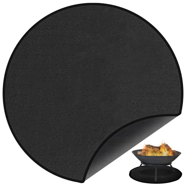 Fire Pit Mat Blcak Round Stove Fire Mat Fireproof 3-Layered Thicken Ember Mat Reusbable Grill Deck Protector Waterproof Grill Pad Mat Fire Pit Heat Pad for Outdoor BBQ Deck Floor Lawn 36Inch