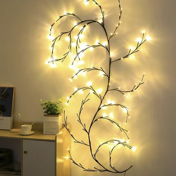 Eummy Willow Vine String Lights 7.55Ft Waterproof LED Vine Lights 144LEDs Artificial Plant Tree Branch Lights Decorative Warm White Ambience Wall Light