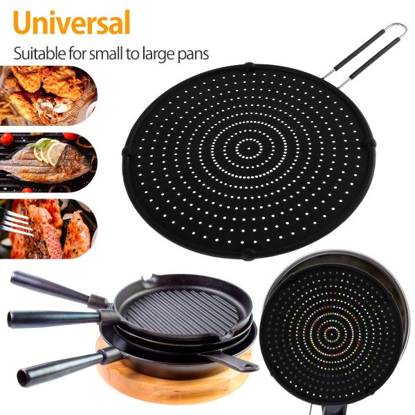 Jetcloudlive NON-RUST Silicone Splatter Screen for Cooking - 13 inch Grease Splatter Guard, and Grease Strainer. Non-Stick, Food Safe & Heat Resistant Splash Guard for Frying Pan