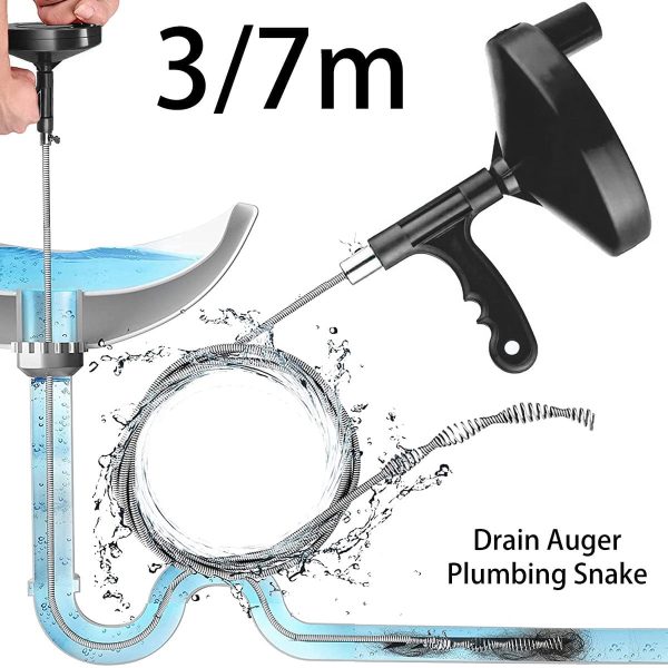 Hvxrjkn Plumbing Snake Drain Auger Manual Snake Drain Clog Remover with 23Ft/9.8Ft Flexible Wire Rope Reusable Drain Cleaner with Non-slip Handle for Bathroom Kitchen Bathtub Shower Sink