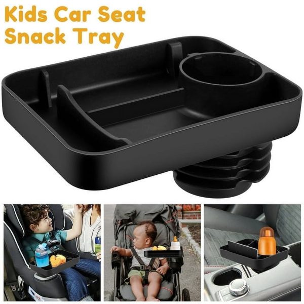 Car Seat Snack Tray with Cup Holder Silicone Toddler Car Seat Travel Tray Quick Attach