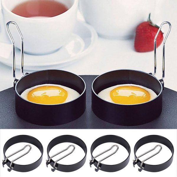 Jetcloudlive 4Pcs Stainless Steel Frying Pan Fried Egg Pancake Cooking Ring Mould Shaper Mold