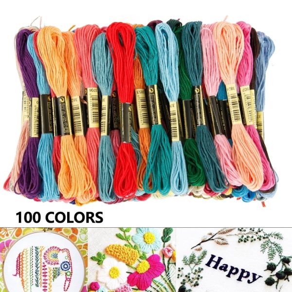 EUWBSSR 100 Colors Cotton DMC Cross Floss Stitch Thread Embroidery Sewing Skeins Home Decor