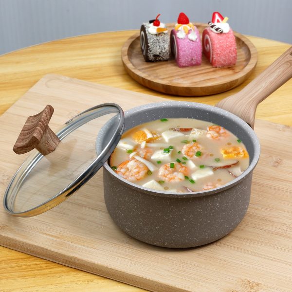 1600ML Saucepan with Lid,Nonstick Sauce Pan with Lid,Small Pot with Lid,Granite Coating Sauce Pan,Small Sauce Pot,Nonstick Stone Pot with Ergonomic Bakelite Handle