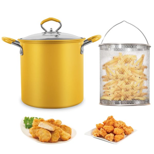 Deep Fryer Pot with Strainer Basket Stainless Steel Deep Fryer Pan with Handle Heat Resistant Deep Frying Pot 3L Mini Oil Fryer Pot Dishwasher Safe Deep Frying Oil Container for Frying