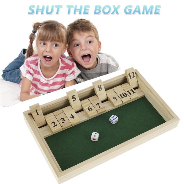 EUWBSSR Shut The Box Game - 12 Numbers, Wooden Games for Adults - Folding Board Game