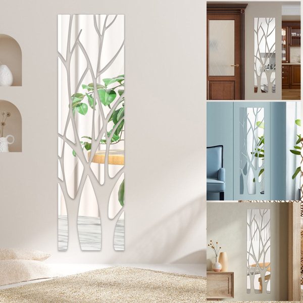 Tree Branches 3D Mirror Wall Sticker Self Adhesive Removable with Branches Mirror Sticker Eco-friendly Wall Acrylic Mirror Art for Home Decor 39.4x11inch