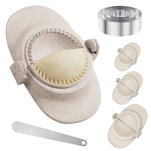 Jetcloudlive 7PCS Dumpling Maker Empanadas Press Mold,Empanada Maker Set in 3 Different Sizes with Round Dough Cutter&Stuffing Spoon Chinese Dumpling Pie Empanadas Press Mold Kitchen Accessories