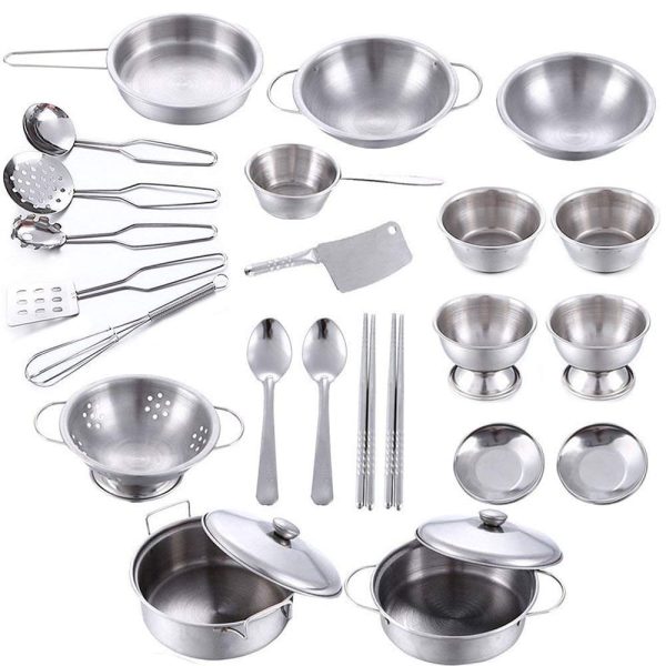 25PCS Kitchen Play Toys Cooking Utensils Pots Pans Accessories Children Puzzle Game Play House Toys Simulation Kitchen Appliances