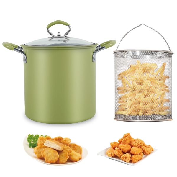 Hvxrjkn Deep Fryer Pot with Strainer Basket Stainless Steel Deep Fryer Pan with Handle Heat Resistant Deep Frying Pot 3L Mini Oil Fryer Pot Dishwasher Safe Deep Frying Oil Container for Frying