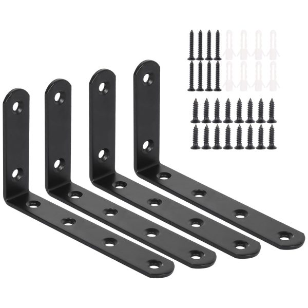 4Pcs Heavy-Duty Cast-Iron Wall Mounted L Shaped Angle Shelf Brackets