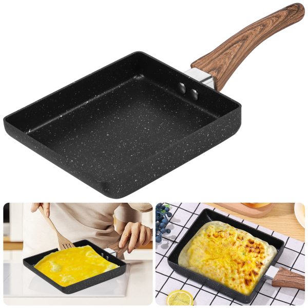 Tamagoyaki Pan 7 x 6 Inch Japanese Omelette Pan Nonstick Egg Roll Pan Rectangle Frying Pan Dishwasher Safe Square Frying Egg Pan for Home Kitchen Cooking