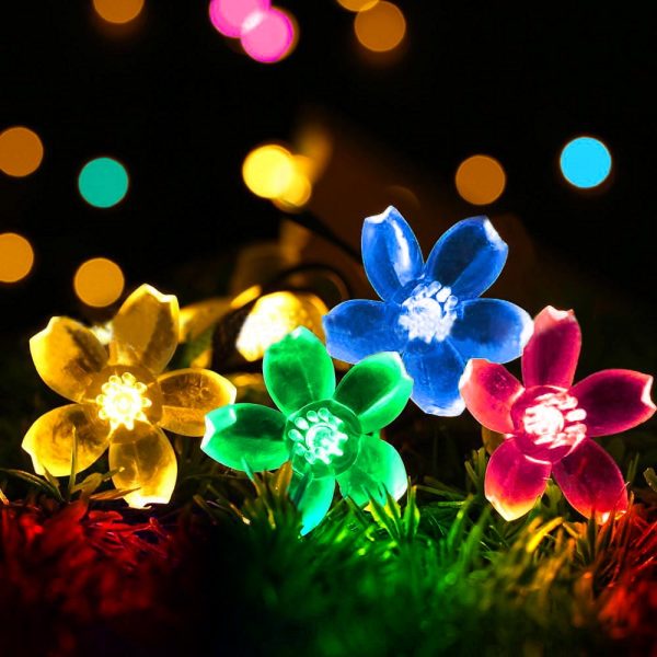 HOTBEST 50 LED Solar String Light Solar Flower Fairy Light with 8 Modes Waterproof Outdoor Decoration Christmas Lights