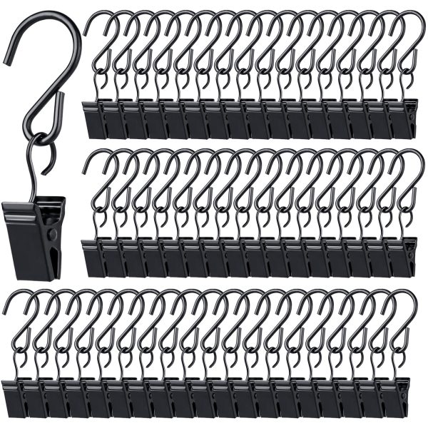 EUWBSSR Metal Anti Rust Curtain Hanging Clips Hooks 5.85 in, 50 Pieces